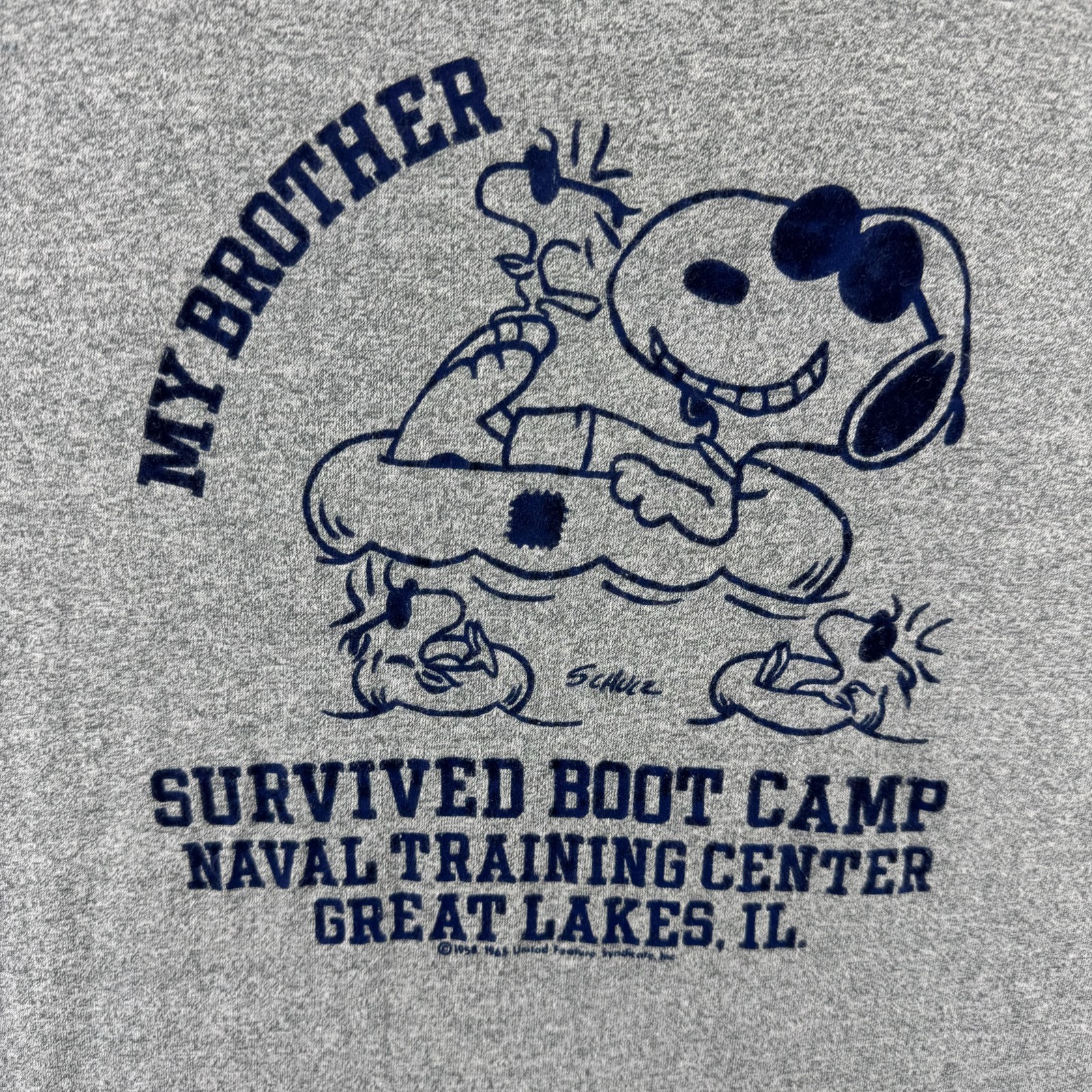 Vintage 80s Snoopy Military T Shirt Mens Medium Thin Flock Print 80s USA gallery