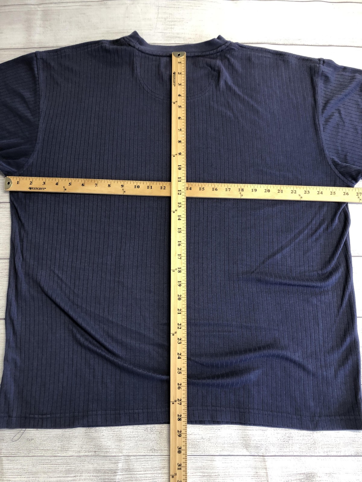 Perry Ellis Portfolio Shirt Mens 2XL Navy Ribbed Knit Crewneck Short Sleeve gallery