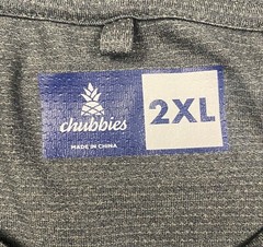 Chubbies Mens Short Sleeve Dark Grey Recycled Polyester Logo Shirt Size 2XL