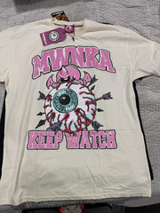 Mishka Men’s White Graphic Print Logo Crew Neck Short Sleeve Tee Size XL
