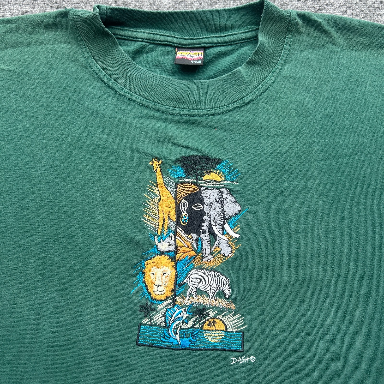 Dash Clothing Shirt Mens XL Embroidered Graphic Tee Africa Travel Animal Lion gallery