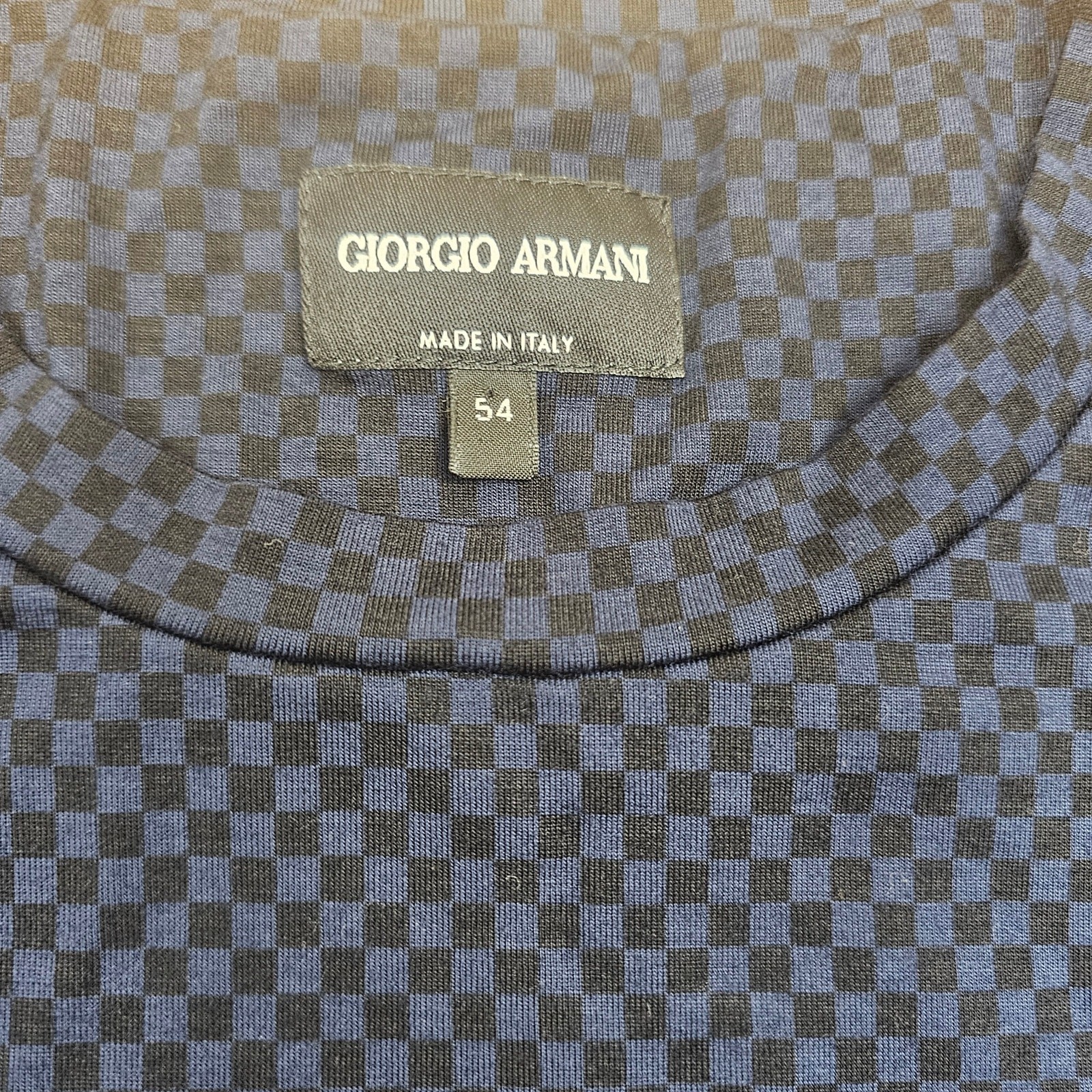 GIORGIO ARMANI Checkered Luxury Tee Men's 54/XL Made In Italy Quiet Luxury Shirt gallery