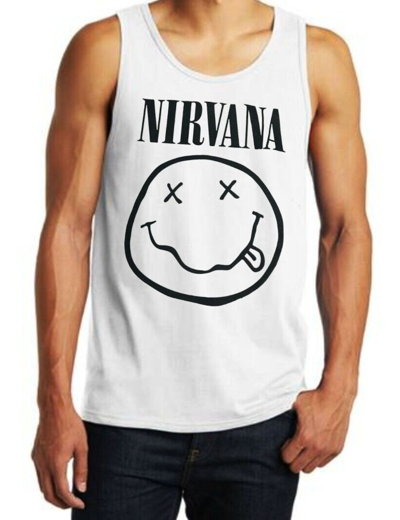 Nirvana Smile Rock Band Black Tank Top Men's Sizes gallery