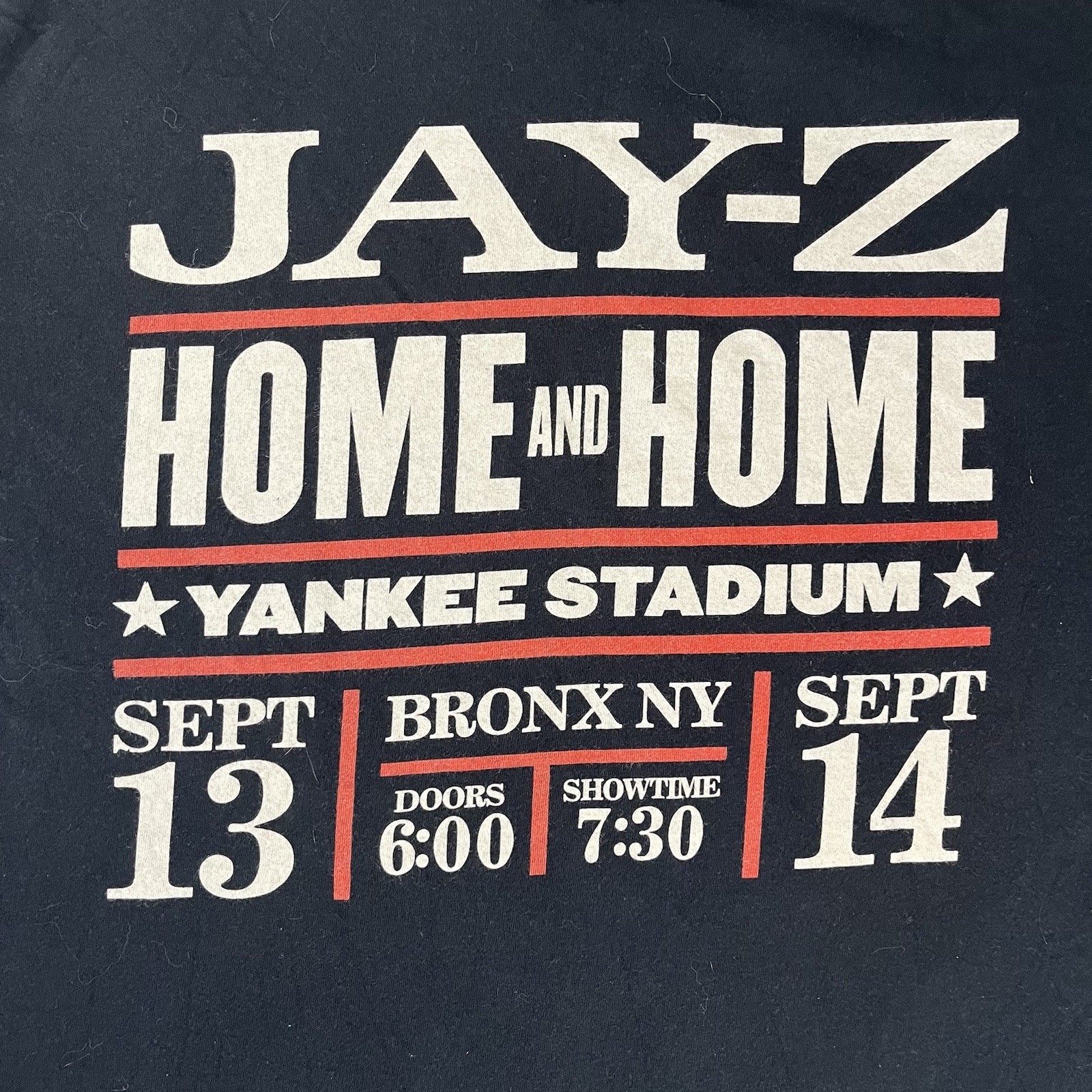JAY-Z Home and Home Yankee Stadium Concert T-shirt 2010 Size XL 3 Red Stripes gallery