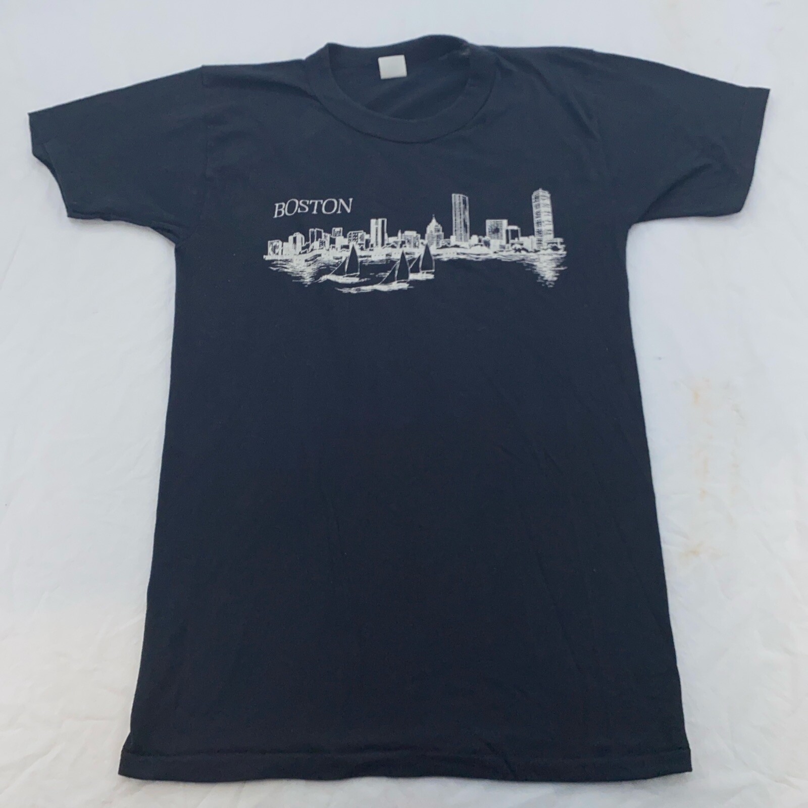 vintage 80s BOSTON MASSACHUSETTS SKYLINE T-Shirt 2XS sailing soft thin gallery