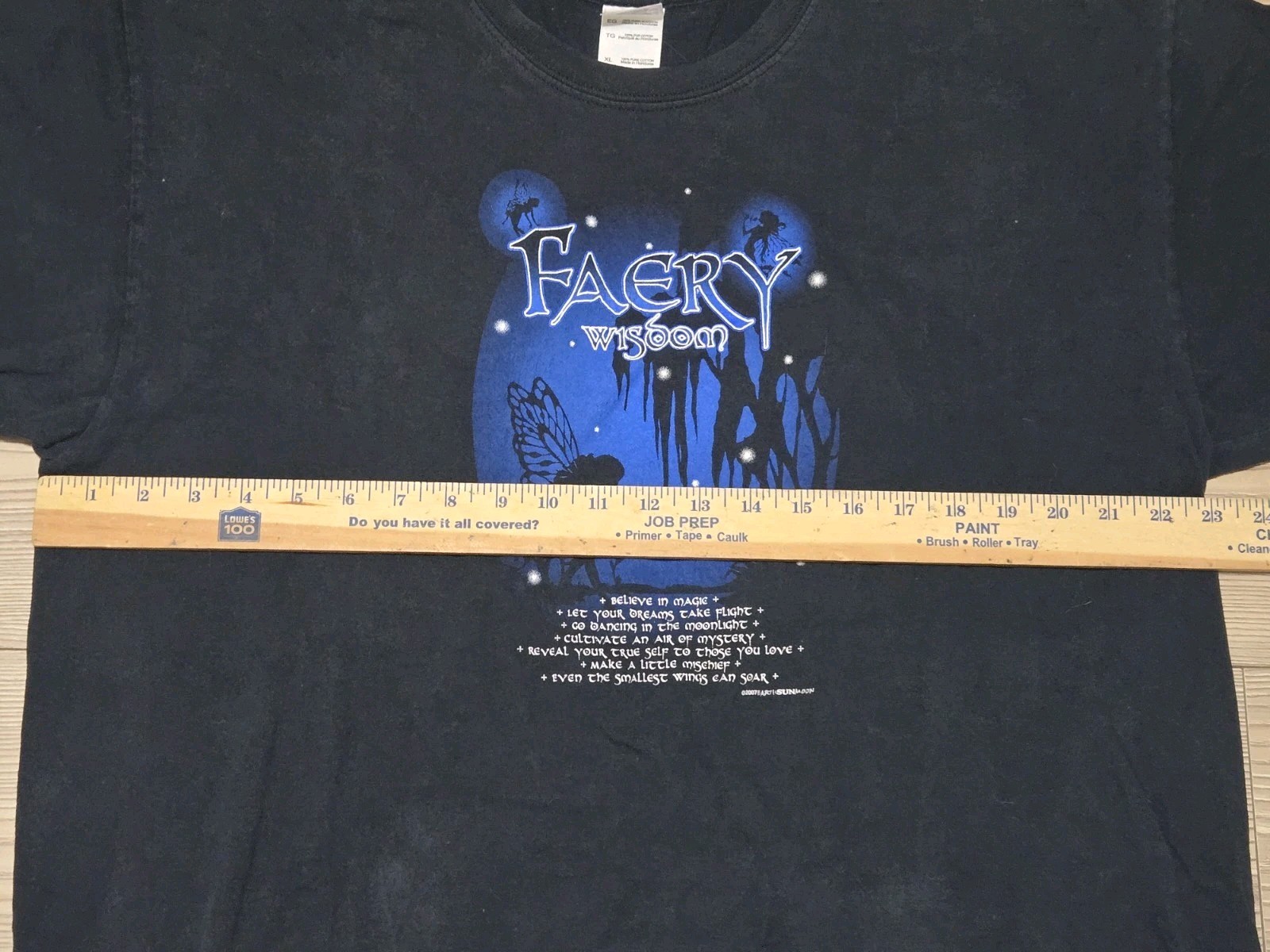 Vtg Fairy Wisdom Shirt 2007 Mens XL Black Blue Fantasy Earth Sun Moon gallery