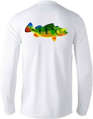 Microfiber long sleeve dri fit performance fishing shirt UPF 30 Peacock Bass