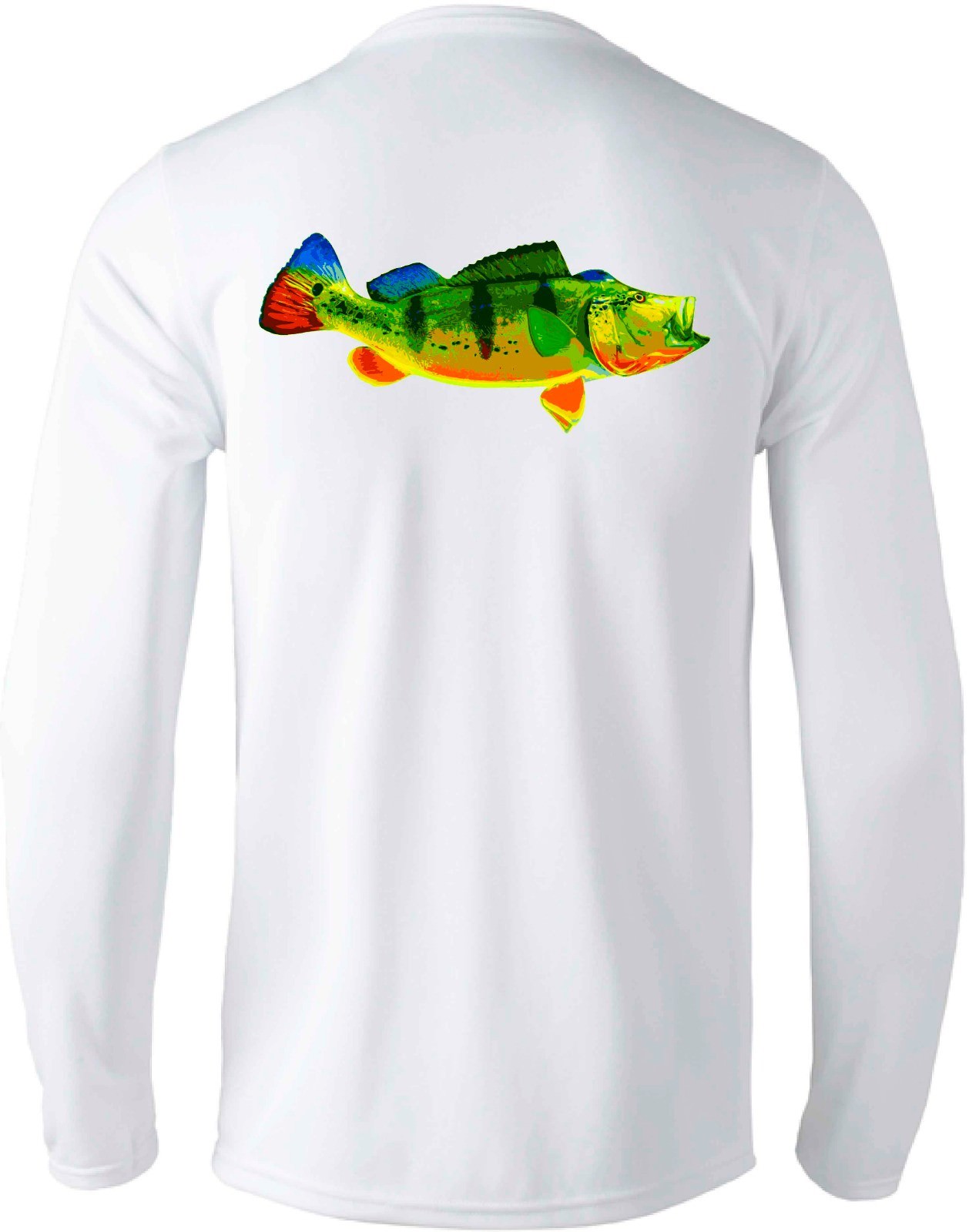 Microfiber long sleeve dri fit performance fishing shirt UPF 30 Peacock Bass