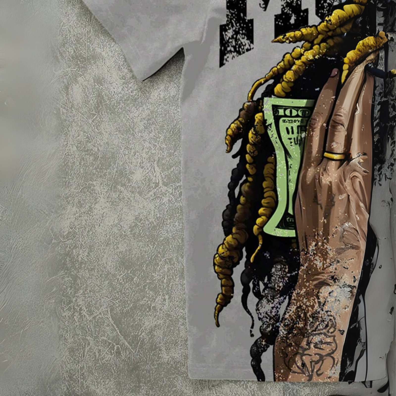 Oversized Hip Hop Graphic T Shirt Dollar Money Print Streetwear Tee Top for Men gallery