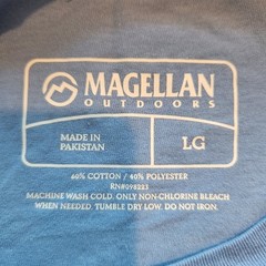 Magellan Outdoors Men’s Blue Graphic Tee Lake Dog Boating T Shirt LG