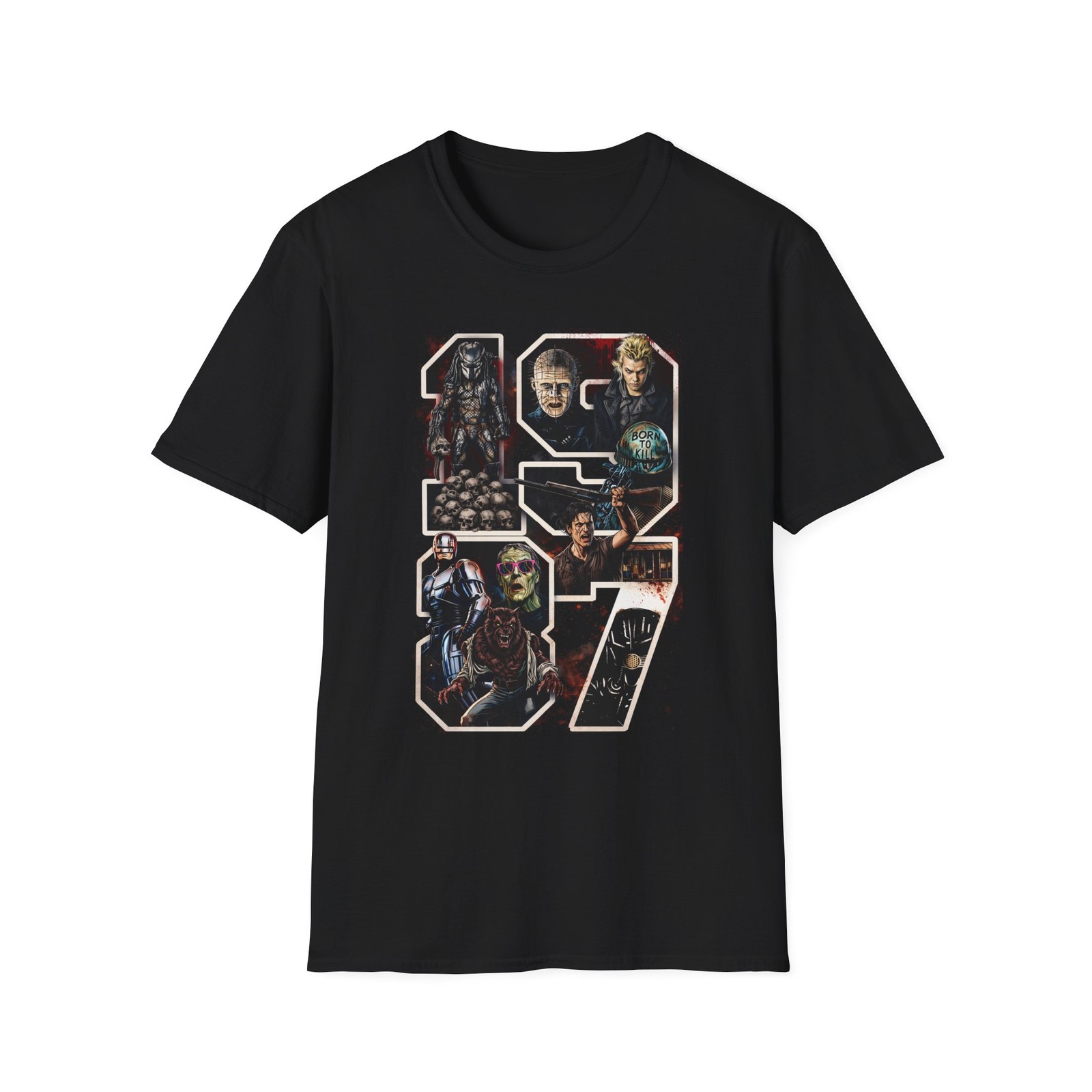 1987 Classic Horror Movies Tee | Retro 80s Horror Film Design