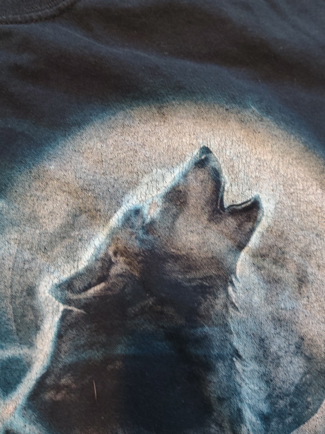 VTG Wolf Airbrush Art T shirt XL Gilden y2k Nature Moon Indian Black Short Sleev gallery