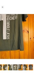 Men’s Green Graphic Print Crew Neck Short Sleeve Tee “Archery and Jesus” M