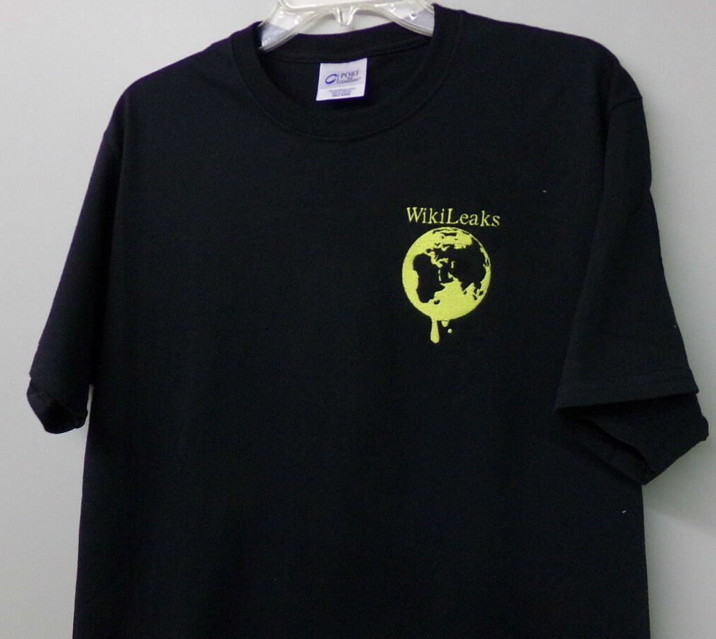 WikiLeaks Dripping Globe Embroidered T-Shirt S-6XL, LT-4XLT Snowden Assange New gallery