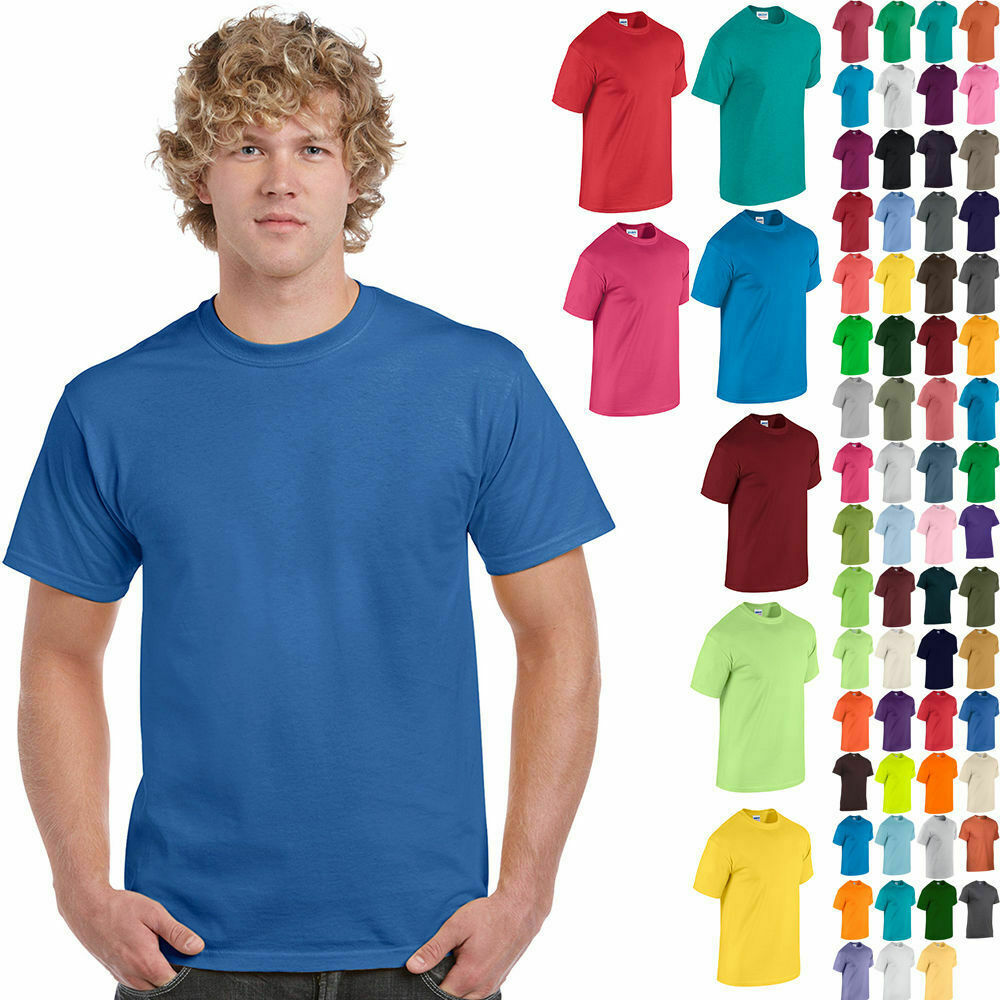 Gildan Heavy Cotton T-Shirt Blank Tee 5.3oz Solid Short Sleeve S-XL # 5000 NEW
