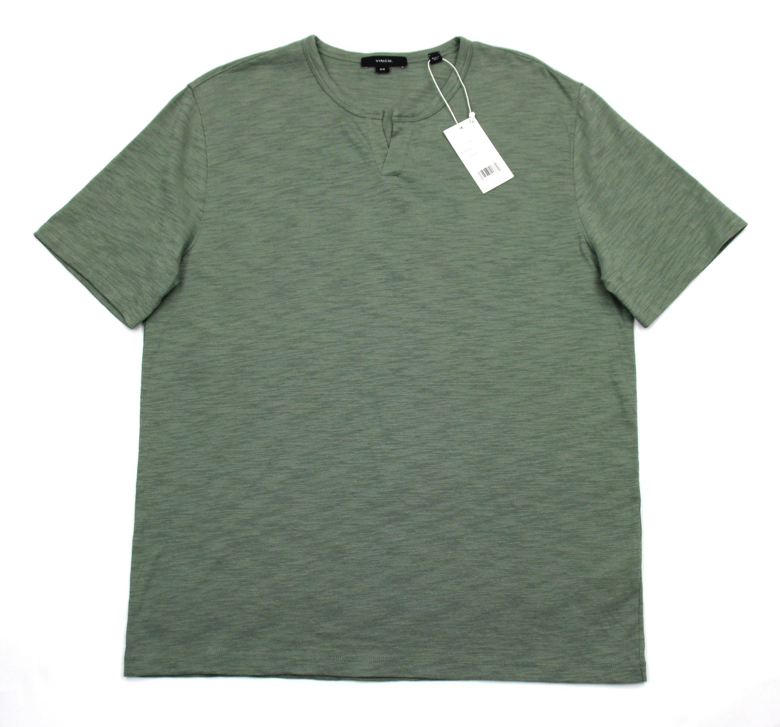 Vince Slub Henley T-Shirt Mens M Green Short Sleeve 100% Cotton Jersey NWT gallery
