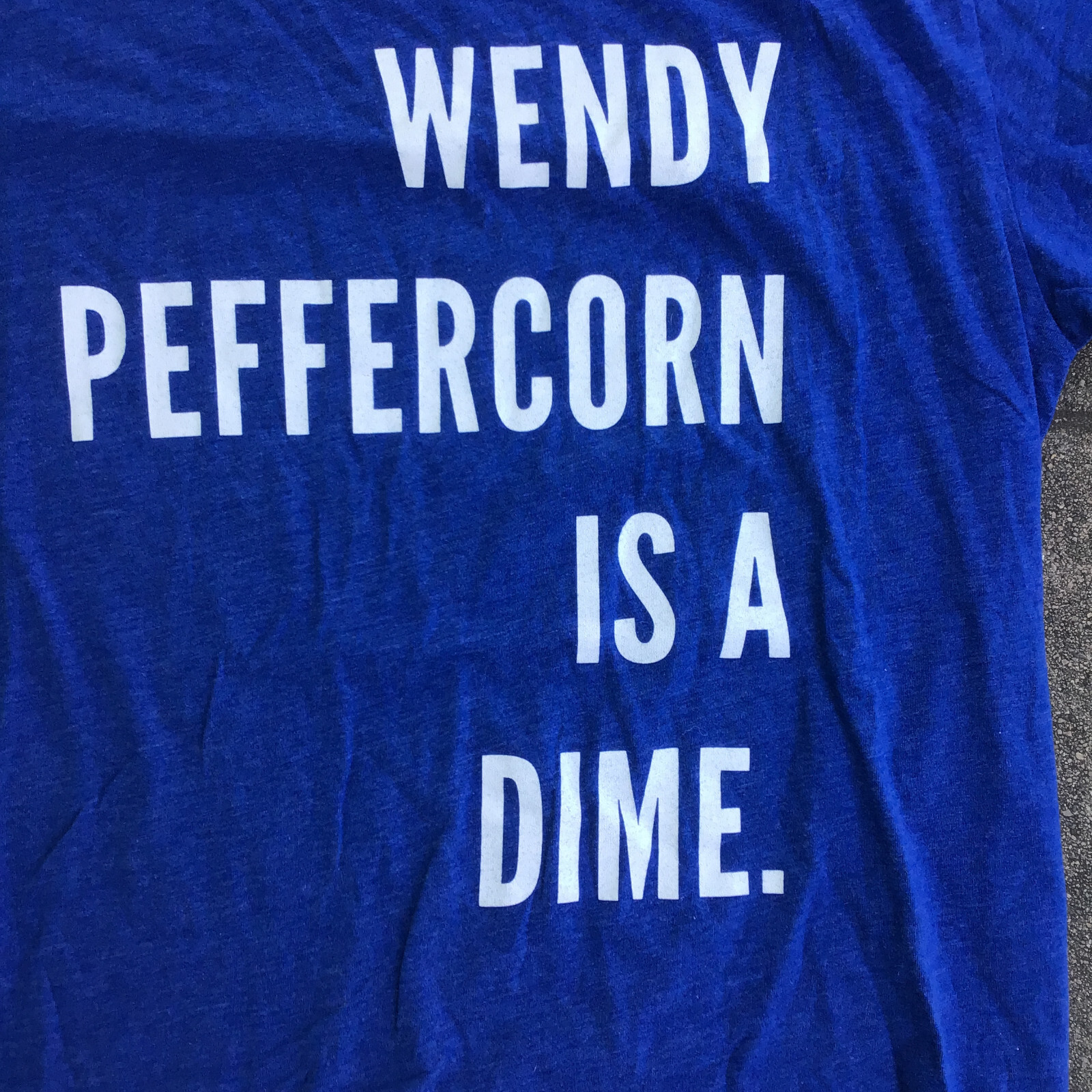 Routine Men Large Short Sleeve Shirt Blue Wendy Peffercorn Is A Dime Baseball gallery