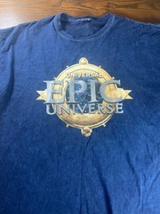 Universal Epic Universe Acid Wash Graphic T Shirt Blue Theme Park Tee XXL