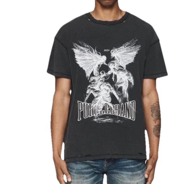 PURPLE BRAND INSIDE OUT SS FIGHT WASHED BLACK BEAUTY TEE (BLACK) P101-JFBB224 XL