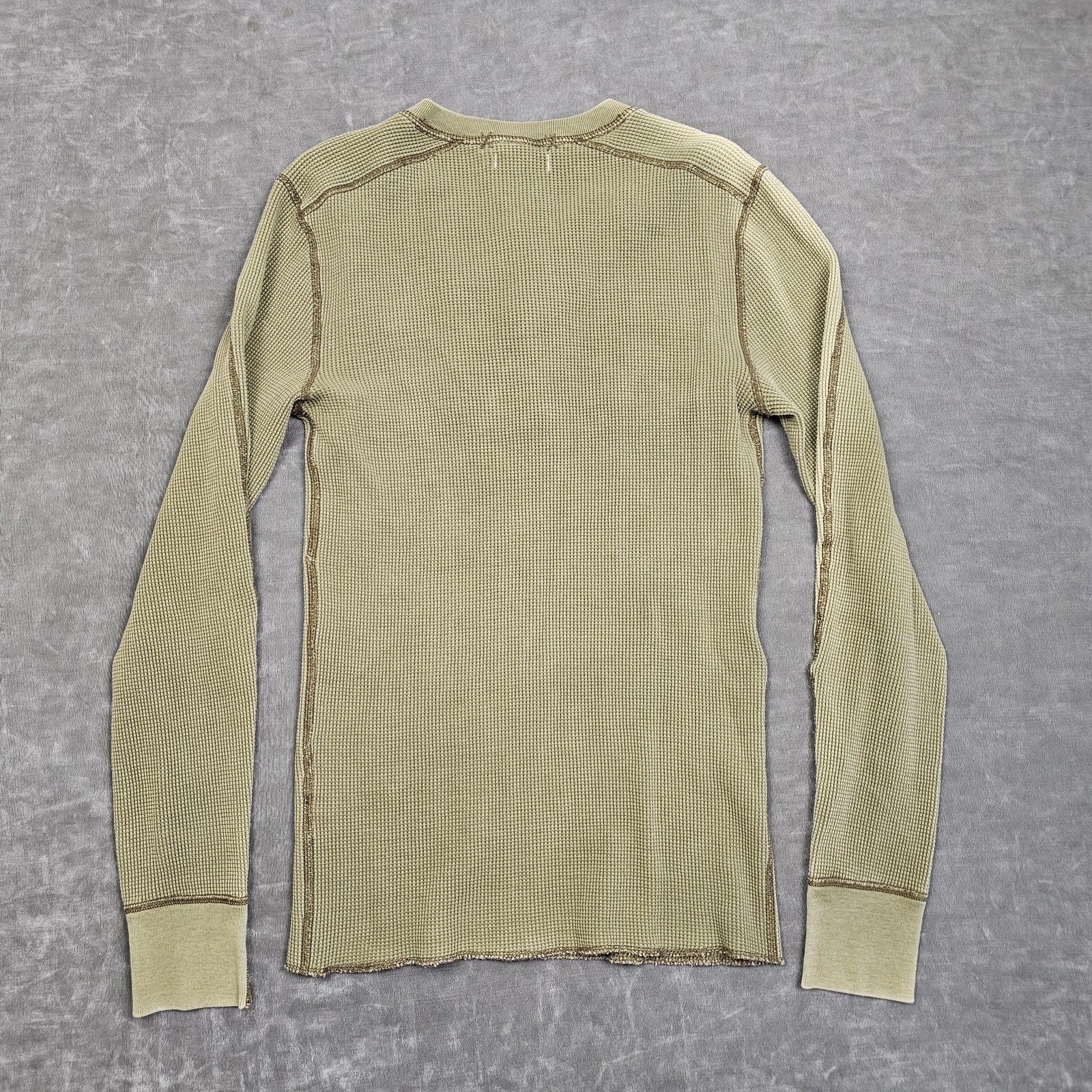 Wallace & Barnes Shirt Mens XS Green Henley Long Sleeve Waffle Thermal Knit gallery