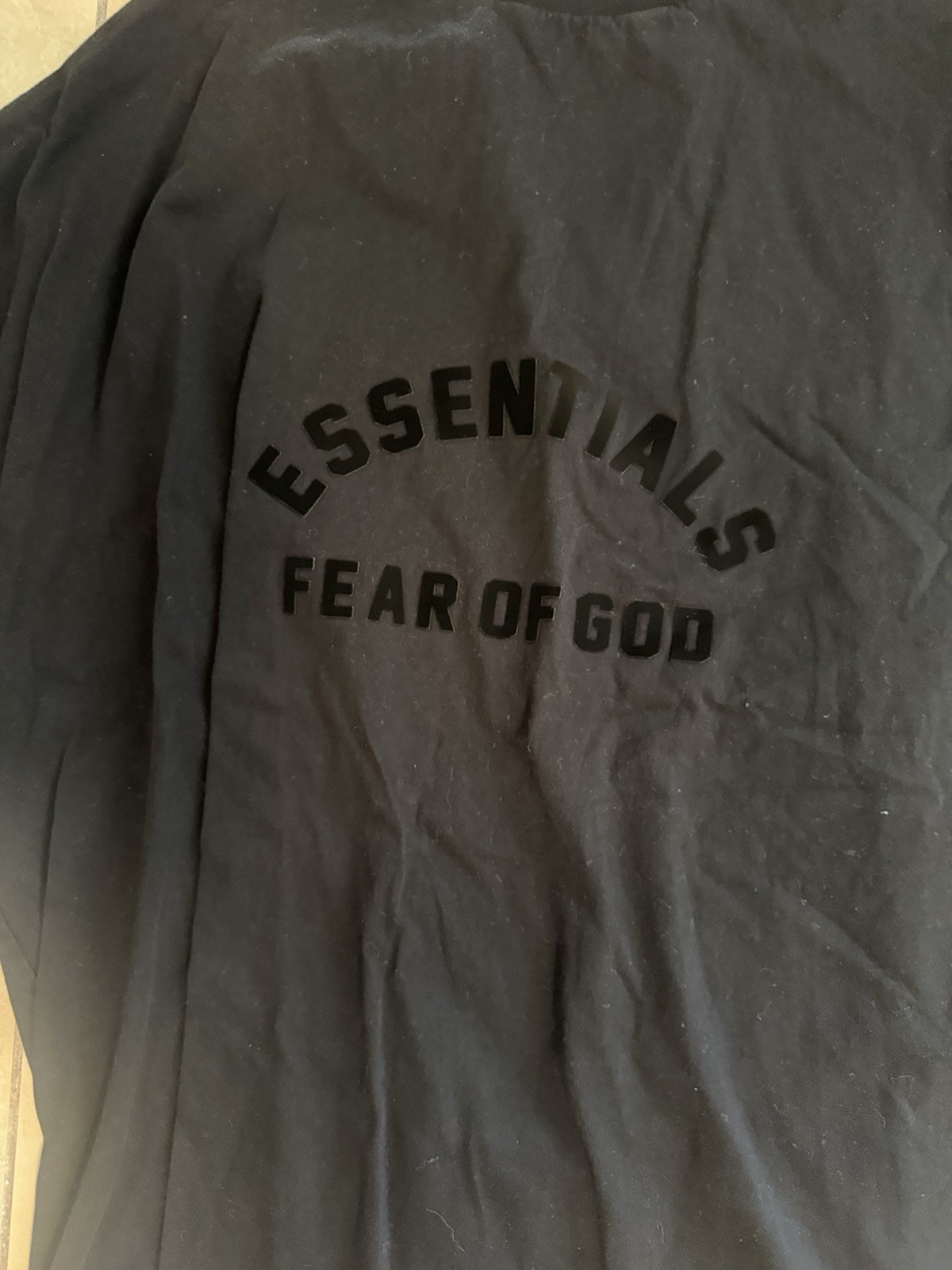 Fear of God Essentials Men’s Black Logo Crew Neck Short Sleeve Cotton T-Shirt gallery
