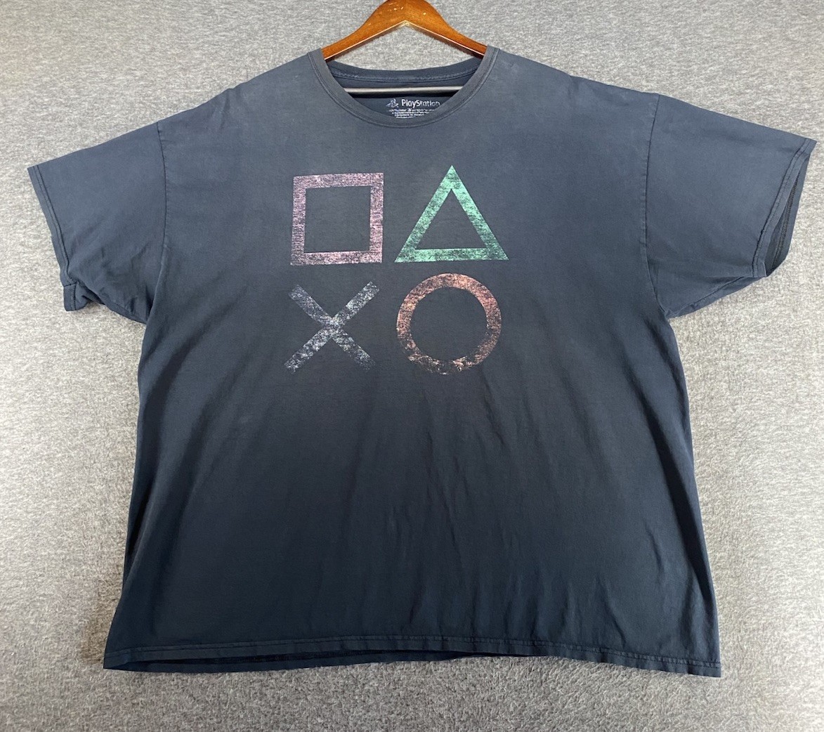 PlayStation T Shirt Button Logos Ripple Junction Blue Men’s 3XL SEE PICS gallery