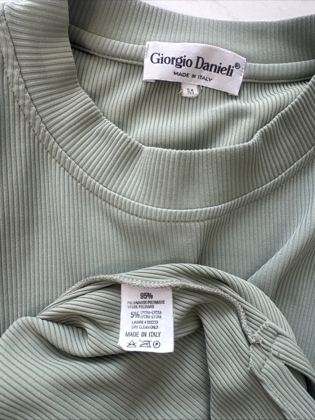 Giorgio Danieli Men's Green Check Knit Mock Neck Short Sleeve T-Shirt gallery