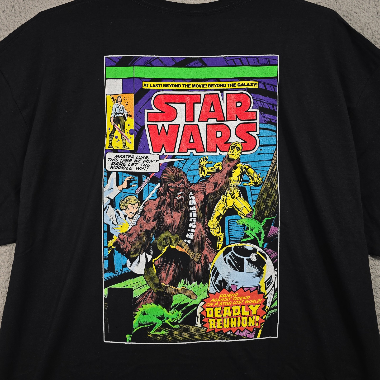 Star Wars Comic Book Shirt Mens Large Black Chewbacca Luke C3P0 R2D2 NWT gallery