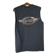 Harley Davidson Muscle Tee Mens Medium Work Sucks Lets Ride Biker Sleeveless