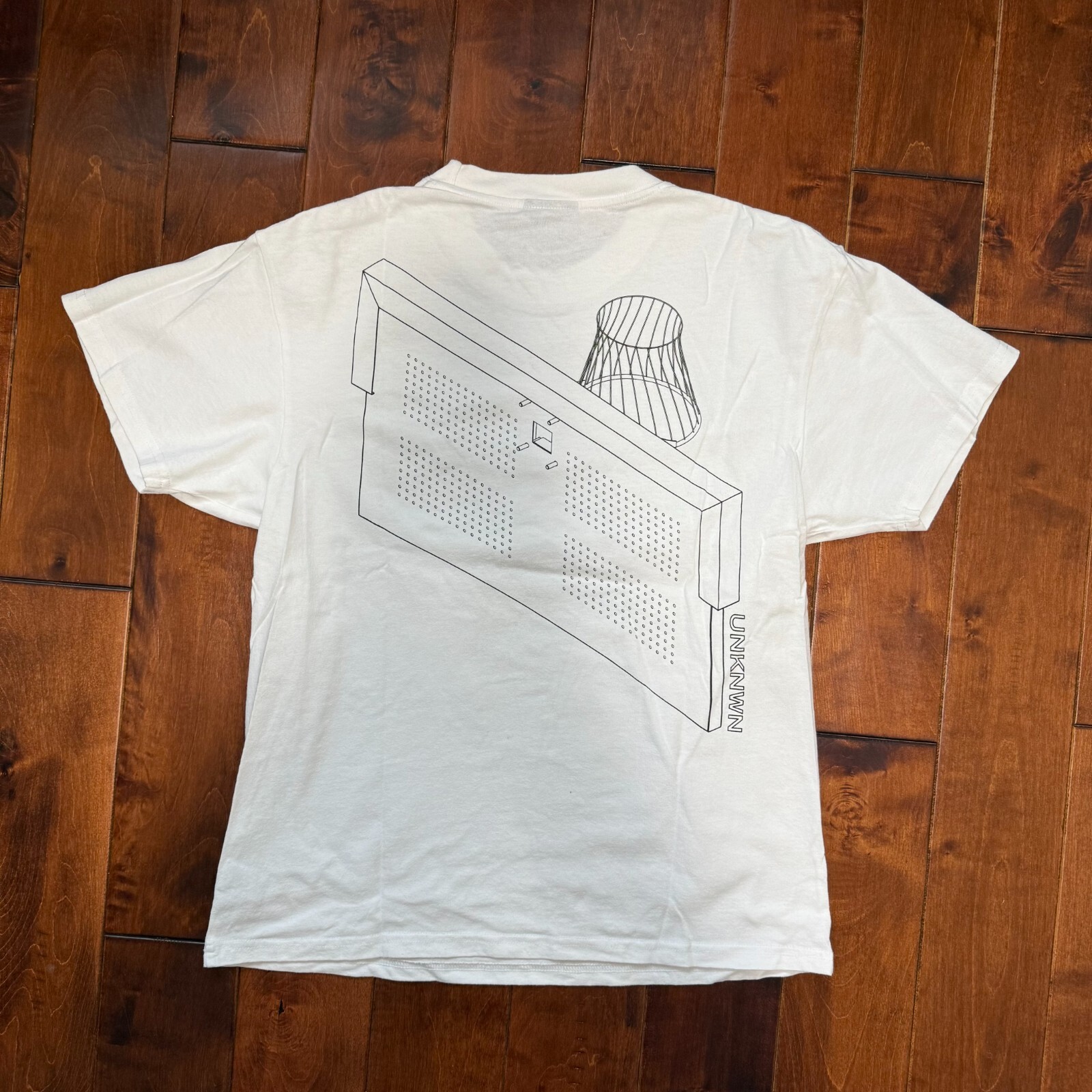 UNKNWN Graphic White T-Shirt Men's Medium Abstract Design Minimalist Streetwear gallery