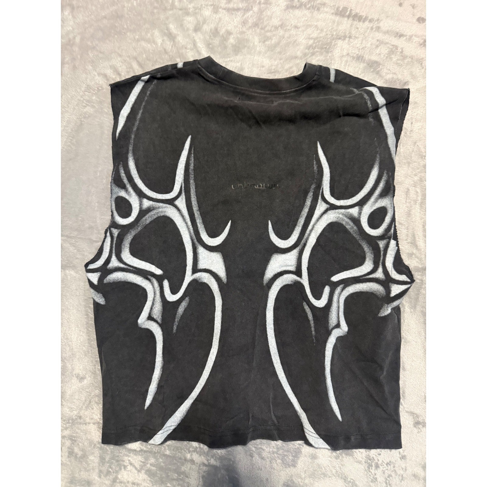 Unknown London Muscle Tee Mens L Black Tribal Graphic Y2K Streetwear Tank Top gallery