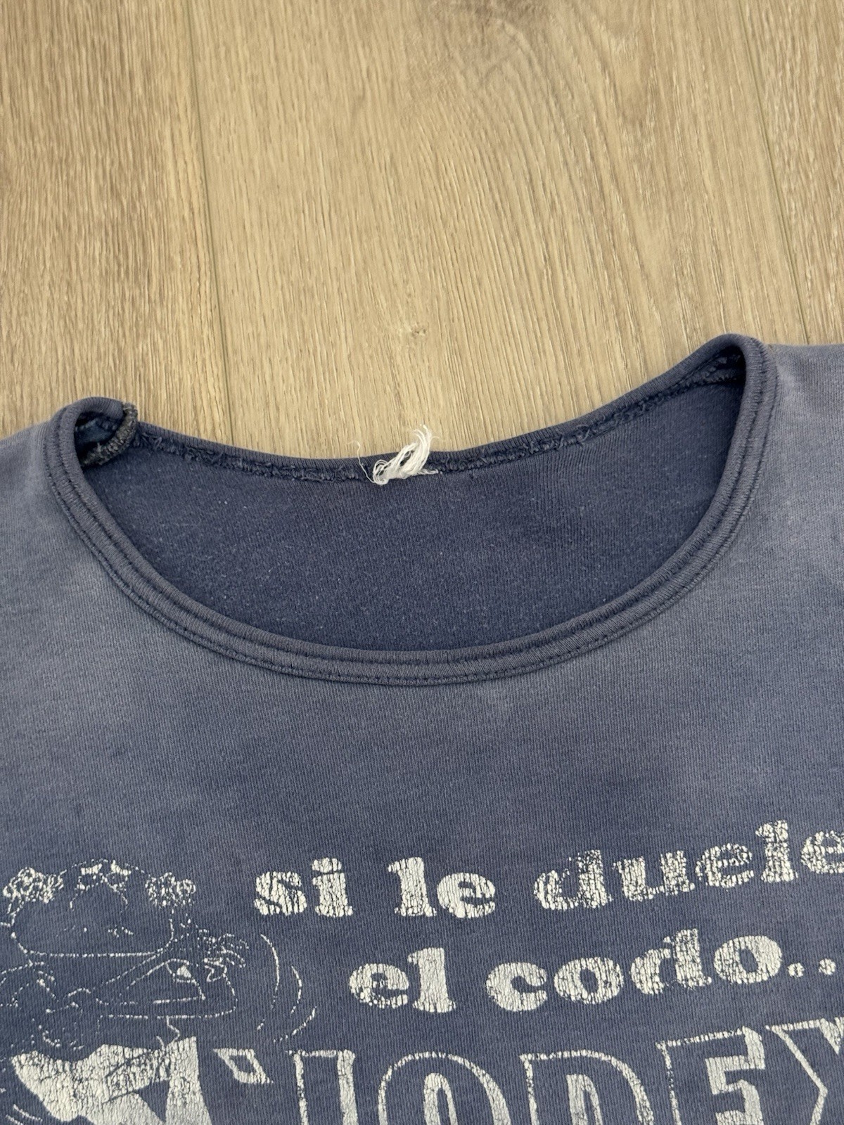 vintage 40s Sunfaded Blue Iodex Graphic Baby Cropped Tee S-M 50s Shirt gallery