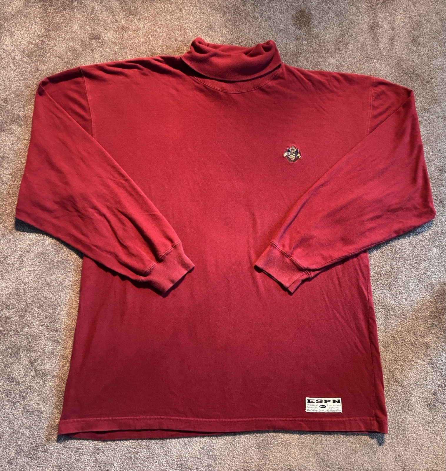 VTG ESPN The Store Turtleneck Sz L Red Sports TV Embroidered 90s gallery