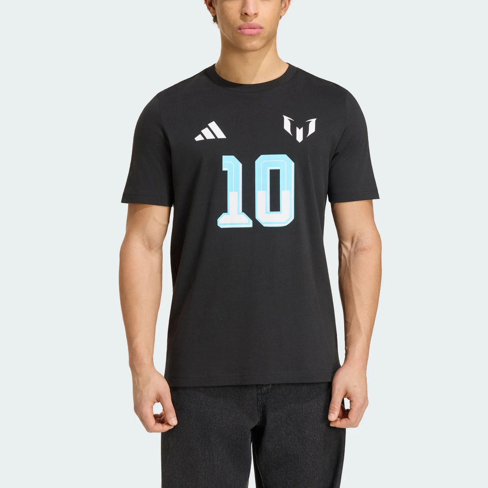 Adidas Messi T Shirts Men's Black Crew Neck Moderate KS2539 Size gallery
