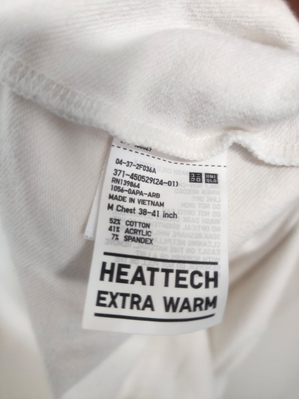 Uniqlo Heattech Ultra Warm Cotton Long Sleeve Shirt in Ivory Size M Style 450529 gallery