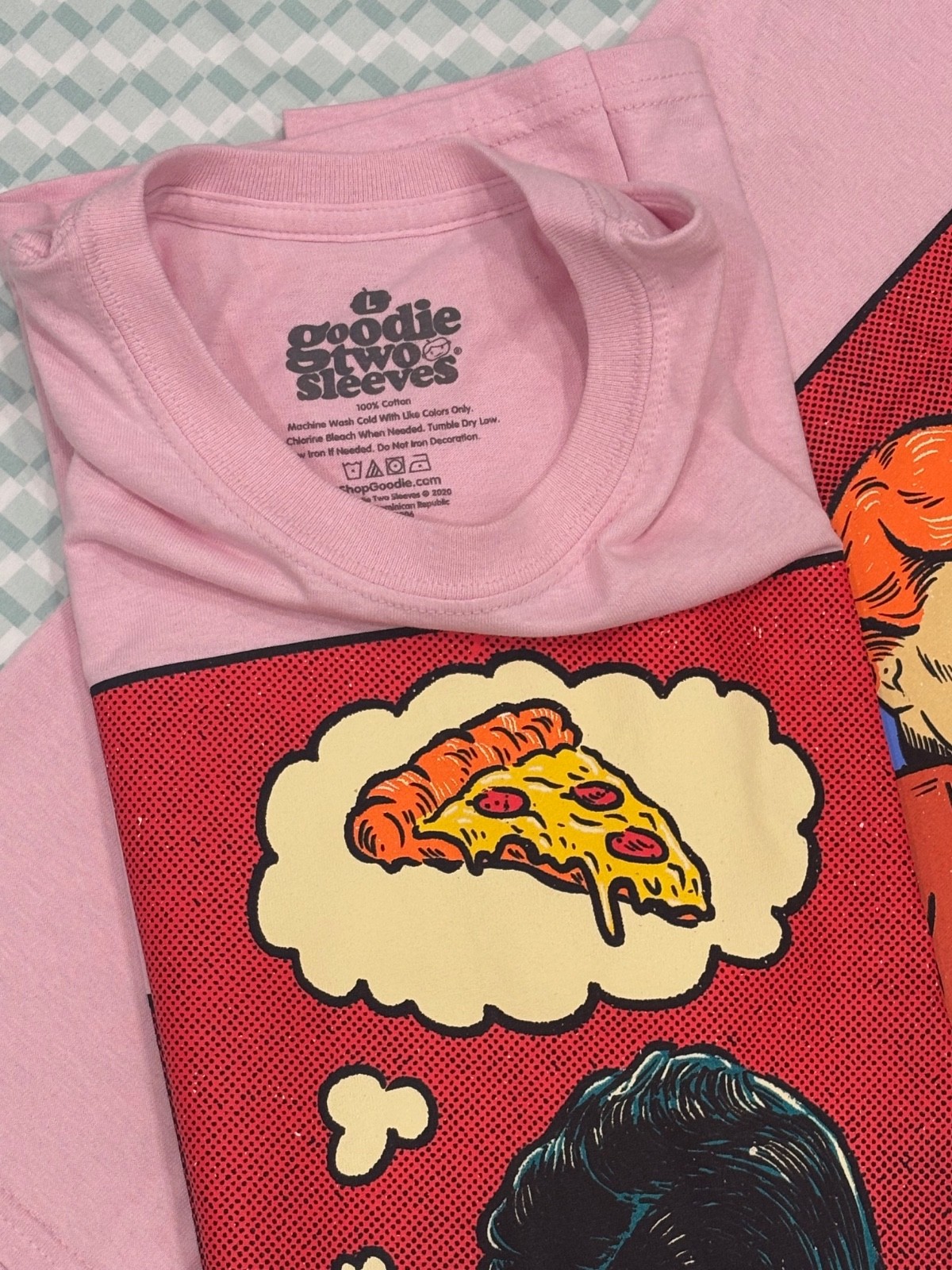Pink Comic Printed “Thinking Of You” T Shirt M Goodie Two Sleeves Lichtenstein gallery