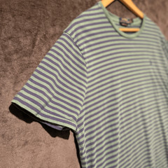 Polo Ralph Lauren Striped Tee Green Navy Custom Slim Fit Mens XL Grunge Nirvana