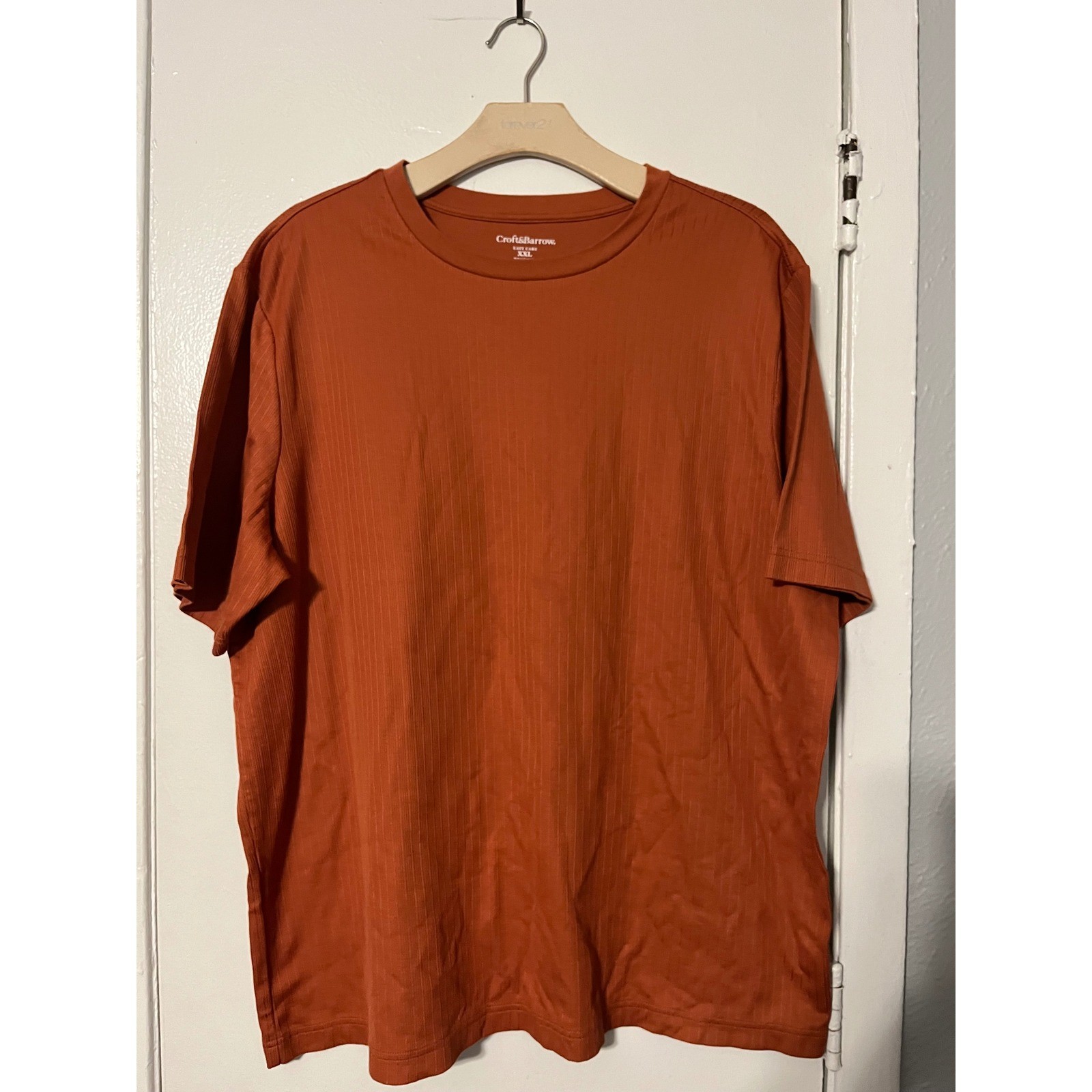 Croft & Barrow Mens XXL Burnt Orange Ribbed Short Sleeve Easy Care Tee RN73277 gallery