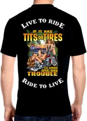 Mens Hot Biker Chicks Motorcycle Funny Saying Live To Ride Biker Tee Shirt