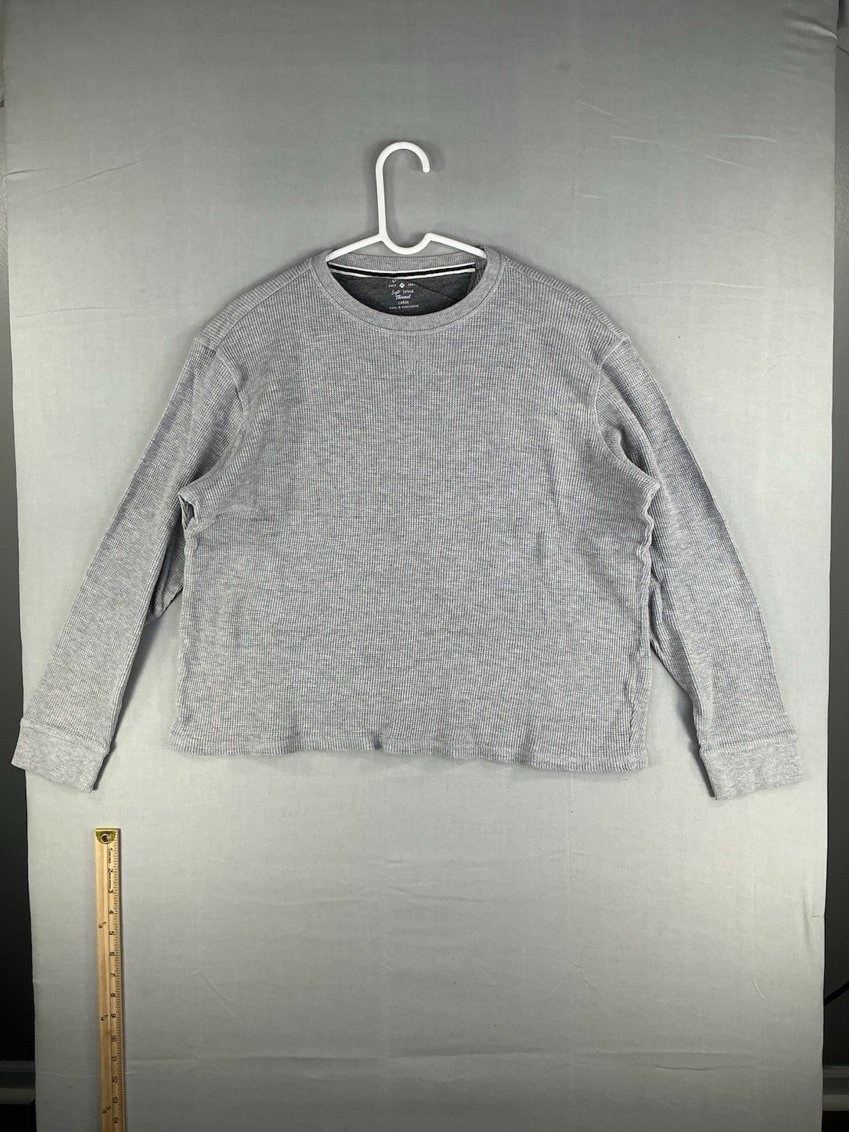 Member’s Mark Men’s Large Soft Wash Thermal Shirt Waffle Knit Grey Heather L