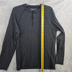 FAHERTY Cloud Cotton Men Medium Charcoal Gray Long Sleeve Henley Shirt