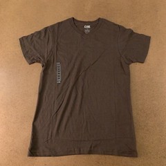 CSG Men’s Size Small Chocolate Cotton Short Sleeve V Neck Basic Tee NWT