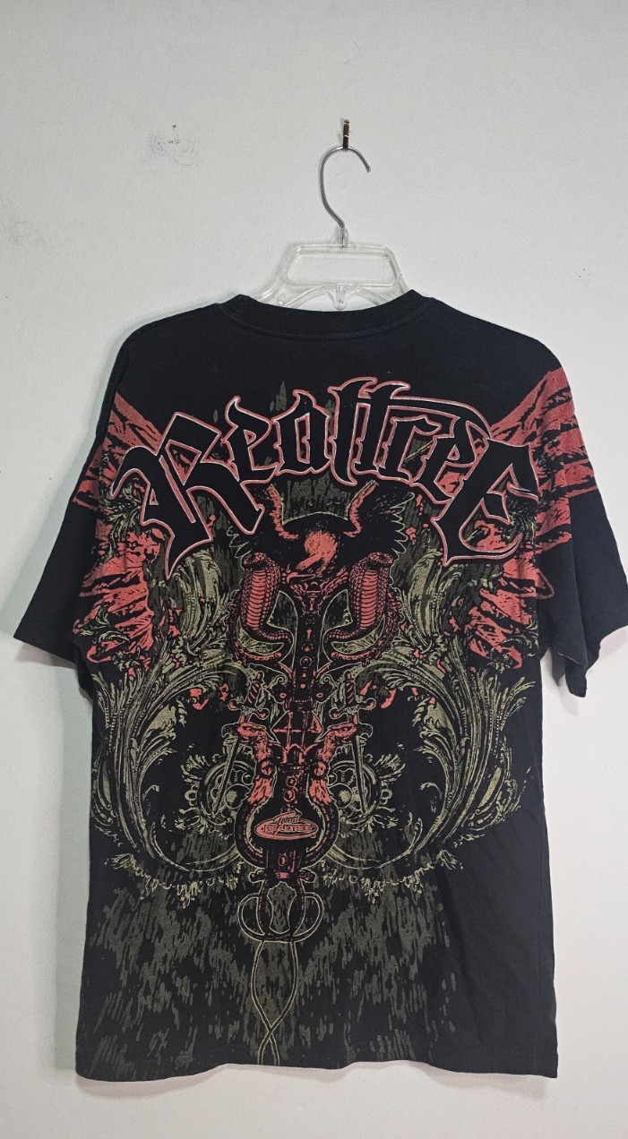 Y2K Team Realtree Shirt Mens Large Black Bold Cobra Eagle All Over Print Grunge