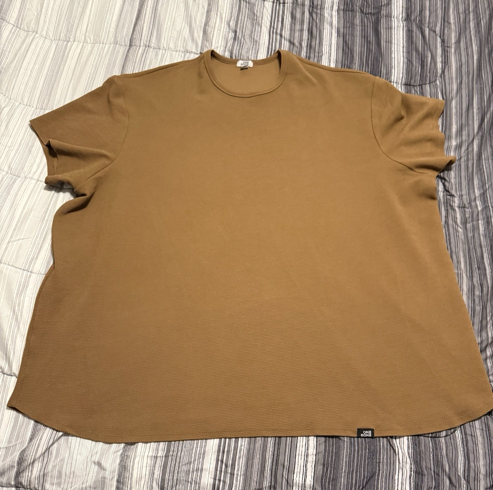 One Bone Bullet Men's 7XL Brown Short Sleeve Shirt, Wrinkle-Free, Waffle Tee gallery