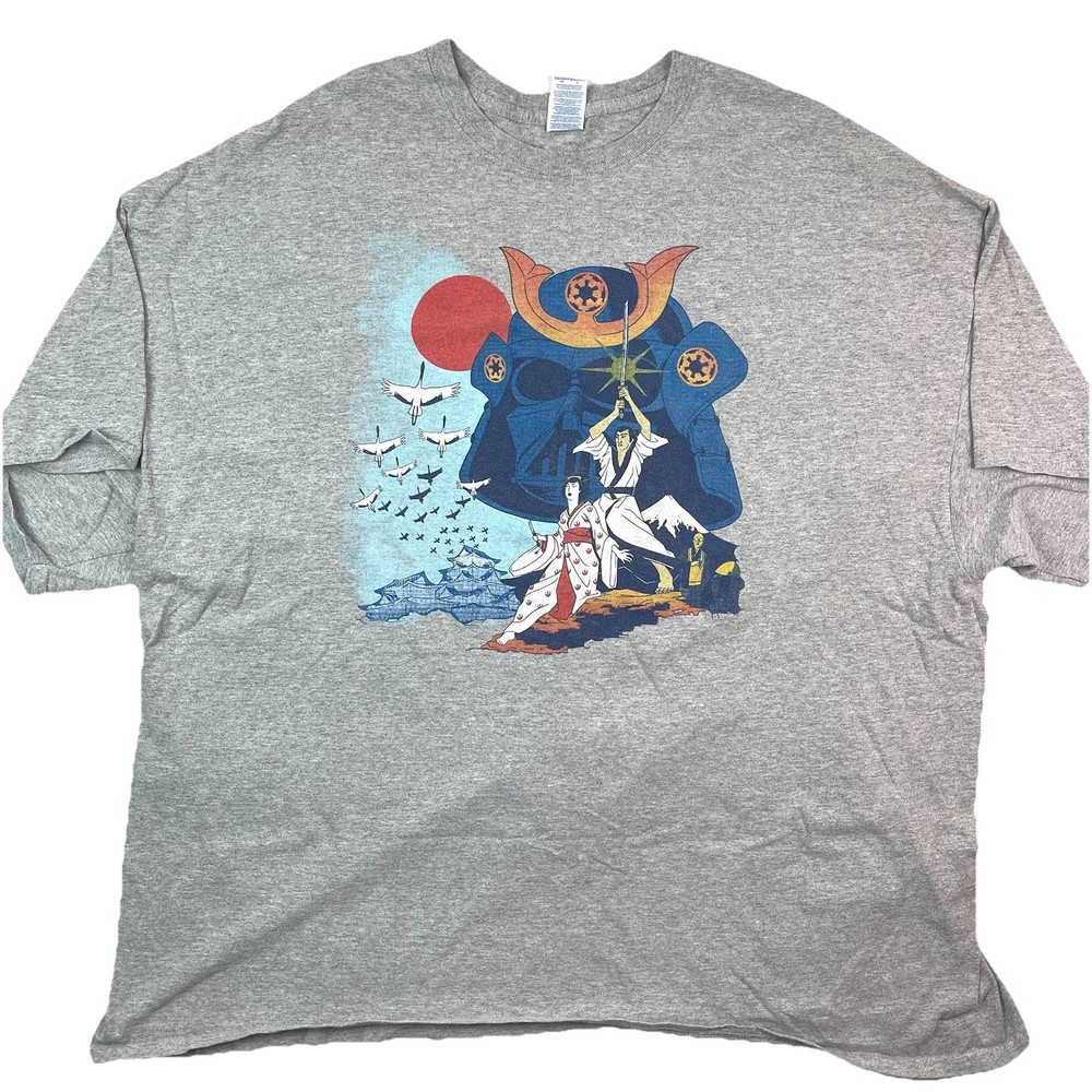 Star Wars Darth Vader Japanese Samurai Gray Graphic T-Shirt Men Size 4XL