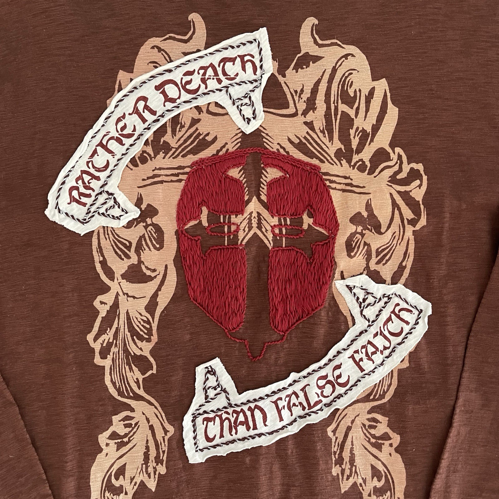 UK Toxic Fish Y2K Shirt Embroidered Rather Death Than False Faith Mens 3XL gallery