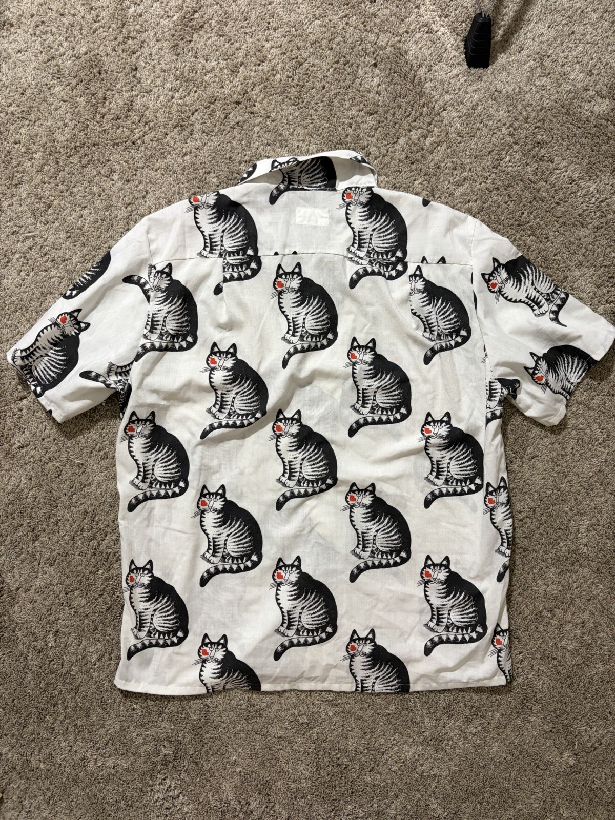 Vtg B Kliban Cat Red Kiss Handmade Button Down Shirt gallery