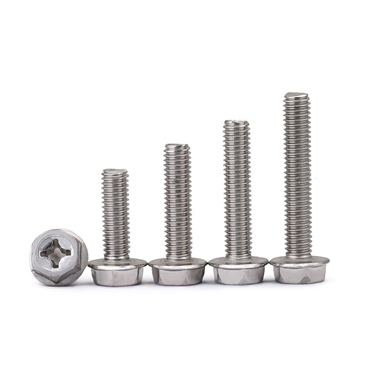 M4 M5 M6 A2 304 Stainless Steel Flanged Hex Head Screws Bolt with Phillips Drive