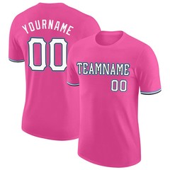 Custom Pink White Light Blue Performance T-Shirt Mens Sport Team Graphic Gift