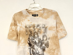 2022 KISS Men’s Tee Size Large Black & White Band Retro Khaki Tie-Dye Shirt
